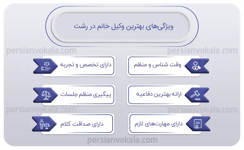 اینفوگرافیک بهترین وکیل خانم در رشت